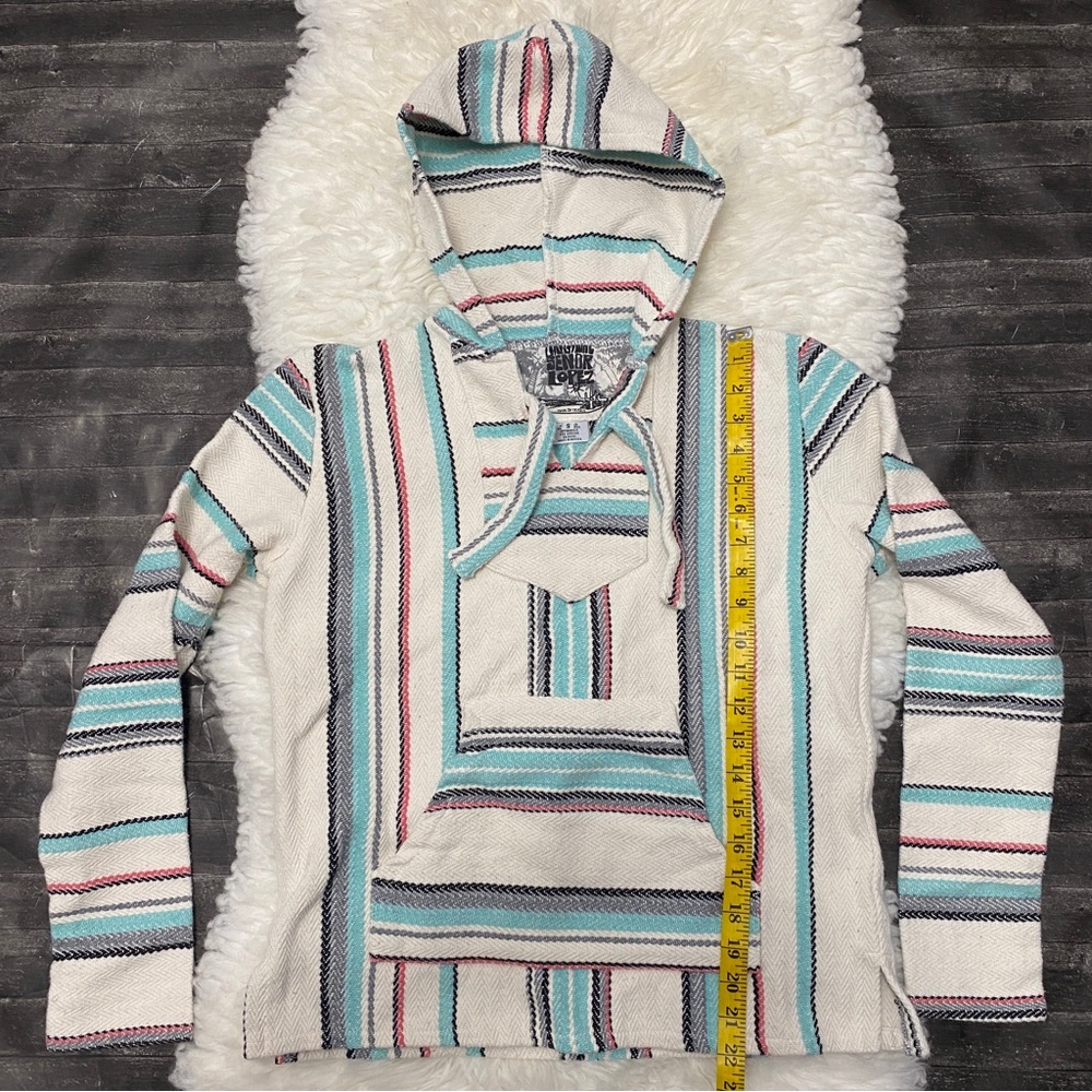ORIGINAL SENIOR LOPEZ KNIT STRIPE BAJA THICK HOODIE PULLOVER BOHO HIPPIE SURFER - Picture 6 of 6